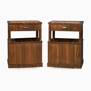 20th Century Italian Kingwood & Marble Bedside Cabinets, 1950s, Set of 2