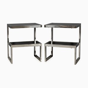 20th Century Chrome & Glass G-Shaped Side Tables from Belgo Chrom, 1970s, Set of 2