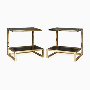 20th Century Chrome & Glass G-Shaped Side Tables, 1970s, Set of 2
