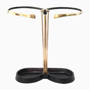 Mid-Century Aluminum and Brass Umbrella Stand in style of Carl Auböck, 1950s