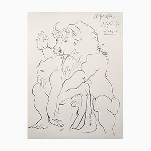 Lithographie Originale de Pablo Picasso pour Maeght, Woman and Bull, 1973