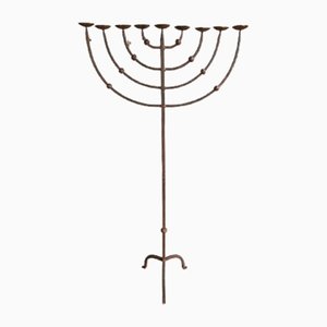 Brutalist Candleholder in Wrought Iron, 1950s