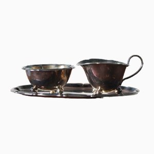 Milk and Sugar Set on Tray from WMF, 1953, Set of 3