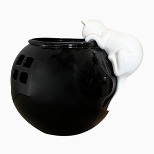 Black Ceramic Vase, 1980s