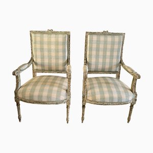 Antique Louis XVI French Armchairs, Set of 2