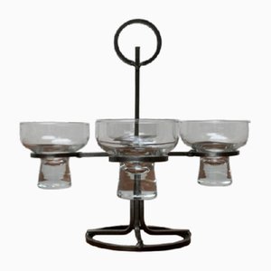 Danish Candleholder in Metal and Glass, 1960s