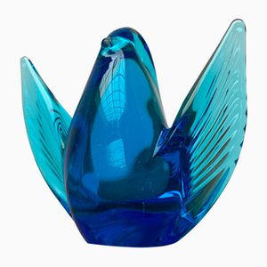 Escultura sueca vintage de pájaro y pez de vidrio artístico de FM Konstglas. Juego de 2