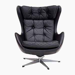 Fauteuil Pivotant Vintage en Cuir, Danemark, 1970s