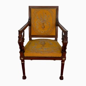 Mahogany Office Armchair in Return from Egypt Style, Late 19th Century