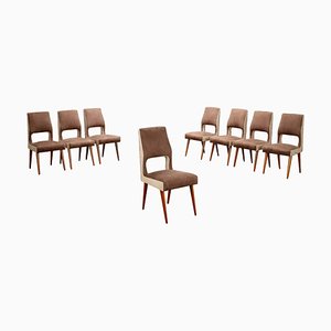 Beech Dining Chairs, Italy, 1950s, Set of 8