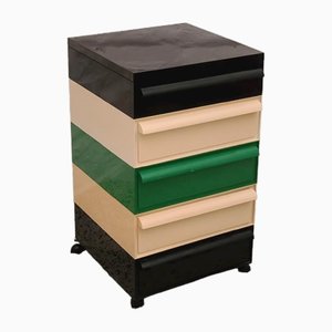 Space Age Italian Black, White and Green Plastic Stacking Drawers by Simon Fussell for Kartell, 1970s