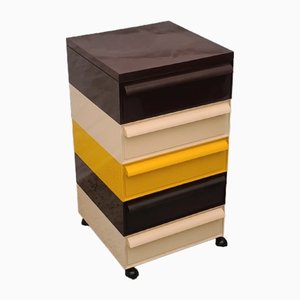 Black, White and Yellow Plastic Stacking Drawers by Simon Fussell for Kartell, 1970s