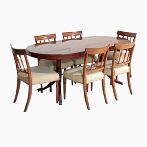 Mahogany Dining Table with Edwardian Dining Chairs, Set of 7
