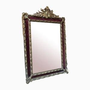 Französischer Spiegel mit Samt Finish und Vergoldung