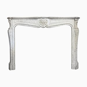Large Antique French Louis XV Fireplace in Carrara Marble, 1850