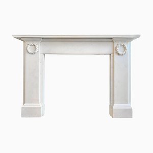 Antique Regency Statuary Fireplace Mantel in White Marble