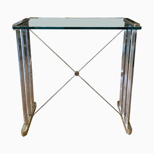 Vintage Console Table in Brass and Chrome by Peter Ghyczy, 1990