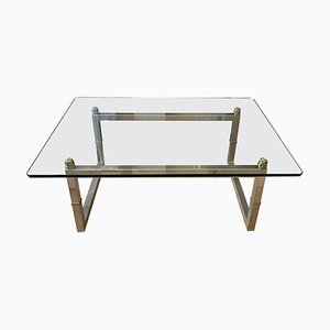 Table Basse Vintage en Chrome et Laiton par Peter Ghyczy, 1980