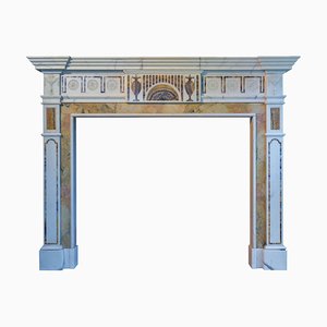 Large Georgian Style Fireplace Mantel in Statuary and Bluejohn Marble