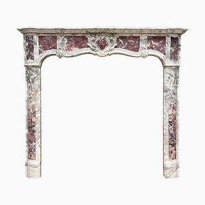 Antique Provincial Louis XV Style Fireplace Mantel in Marble, 1790