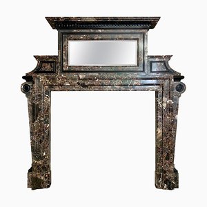 Antique Palladian Style Fireplace Mantel in Marrone Breccia Marble, 1850