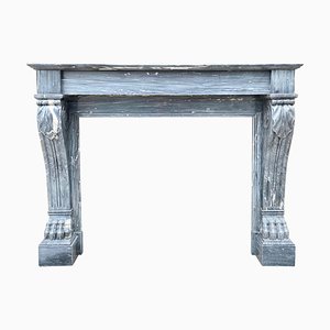 Antique Louis XVI Blue Turquin Fireplace Mantel in Marble