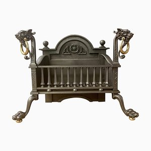 Antique English Dragon Fire Grate in Cast Iron, 1860
