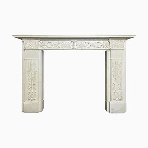 Antique English Regency Statuary Fireplace Mantel in White Marble, 1820