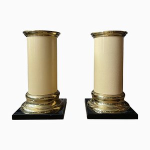 Lacquered Pedestals in Brass, 1970, Set of 2