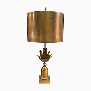 Lotus Tischlampe aus Bronze von Maison Charles, 1970
