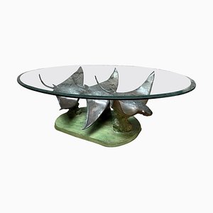 Large French Sting Ray Coffee Table in Bronze, 1970