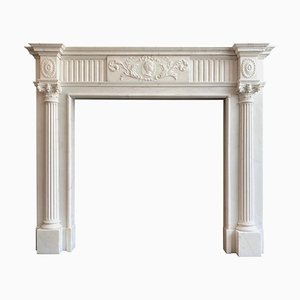 Antique Georgian Neoclassical Fireplace Mantel in Statuary White Marble, 1790