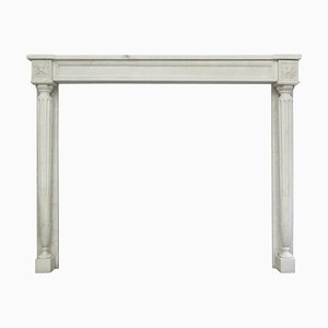 Antique French Fireplace Mantel in White Marble, 1890