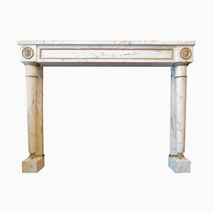 Antique French Empire Style Fireplace Mantel in Breche Marble