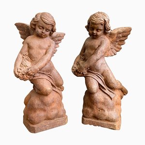Vintage Putti Figures in Cast Iron, 1920, Set of 2