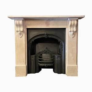 19th Century Victorian Bathstone Fireplace Mantel
