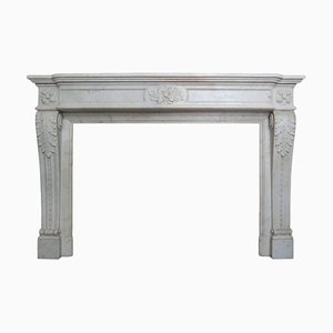 Louis XVI Style French Fireplace Mantel in Carved Marble