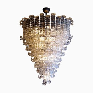 Lámpara de araña italiana grande de cristal de Murano