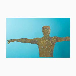 Torso in Gold on Blue Glass