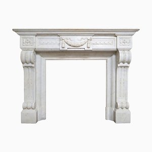 Louis XVI Style French Fireplace Mantel in Carrara Marble