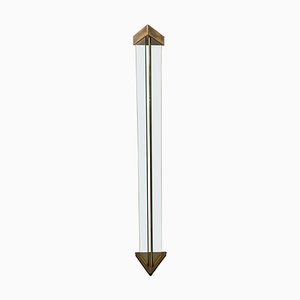 Tall Brass and Glass Uplighter Floor Lamp, 1970s