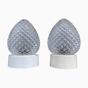 Pine Cone Night Lights in Glass, 1960s, Set of 2