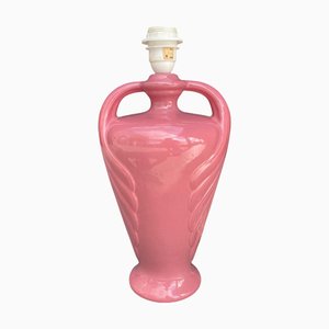 Lampada da tavolo in ceramica rosa, anni '80