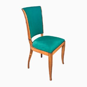 Art Deco Green Dining Chairs, France, 1930s, Set of 6