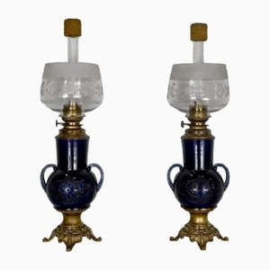 Earthenware Oil Table Lamps, Early 20th Century, Set of 2