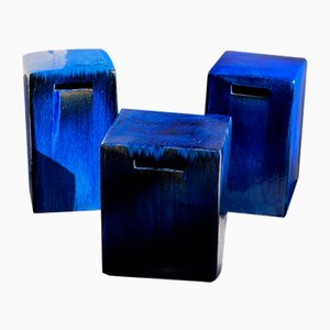 Enamelled Ceramic Table by Paola Navone for Gervasoni, Set of 3