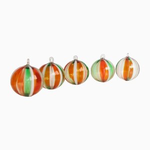 Bolle natalizie in vetro di Murano, set di 5