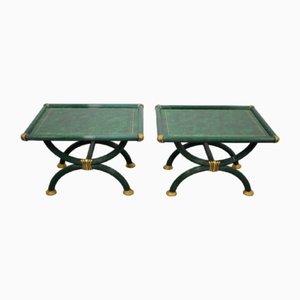 Lacquered Wooden Side Tables, Italy, 1980s, Set of 2