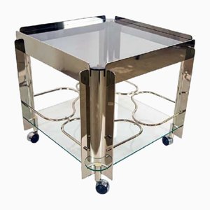 Vintage Bar Trolley in Steel and Glass, 1972