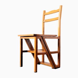 Vintage Metamorphic Step Chair mit Korbgeflecht Sitz